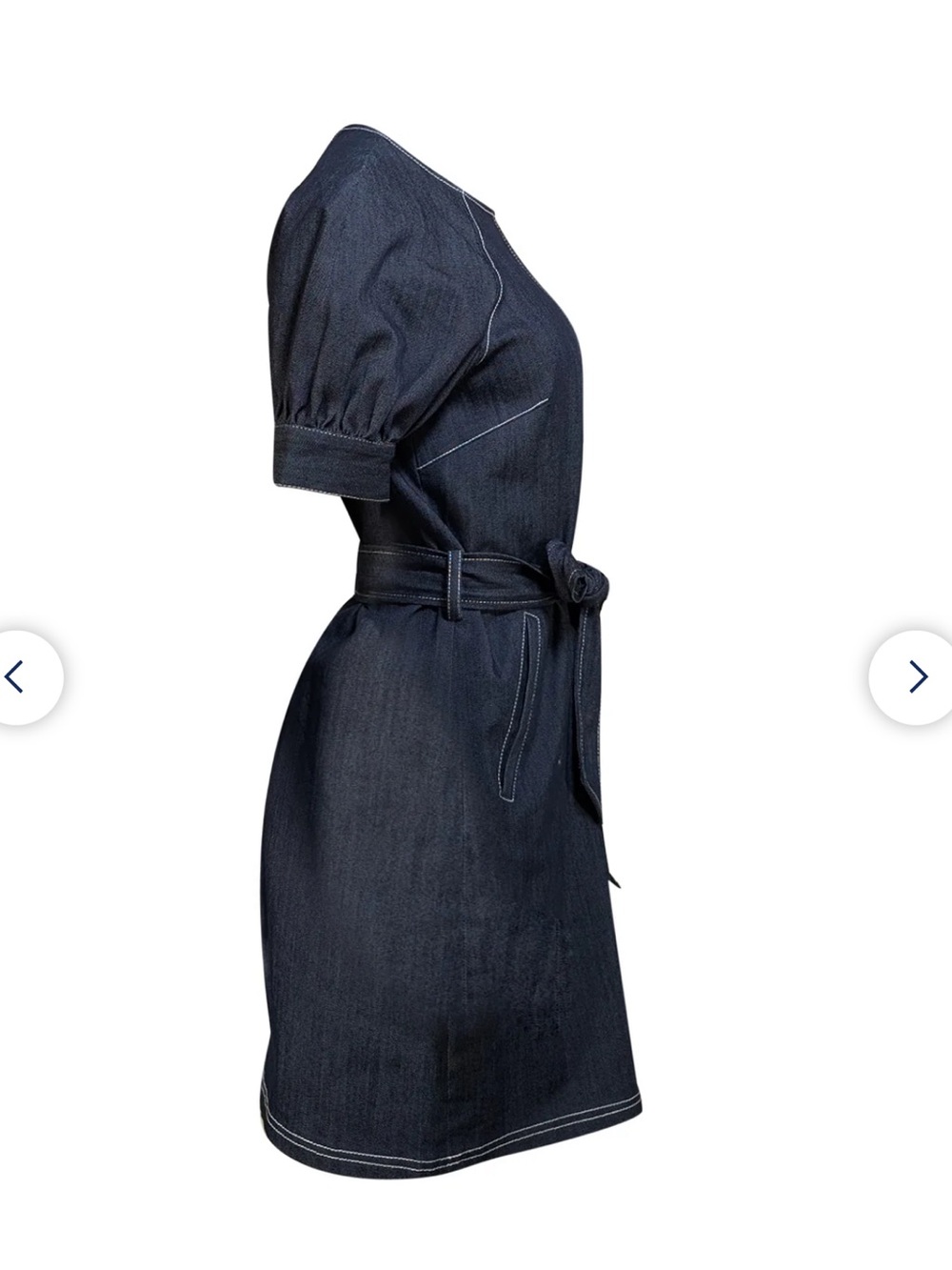 cinq a sept Navy Blue Denim Mini Dress with Belt - Picture 2 of 14